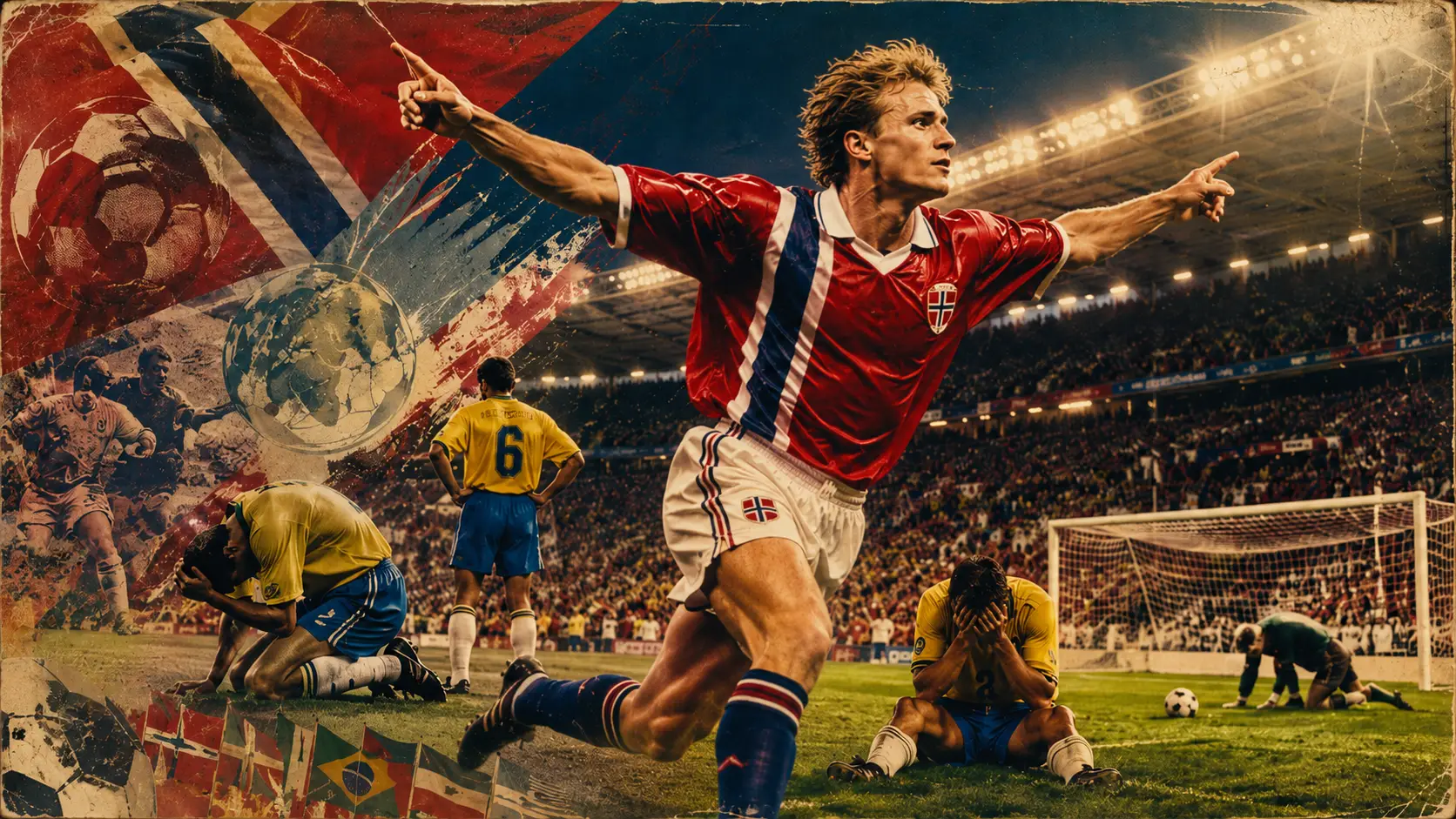 Haaland celebra el triunfo de Noruega ante Brasil en los octavos del Mundial 2026 bajo luces de estadio retro