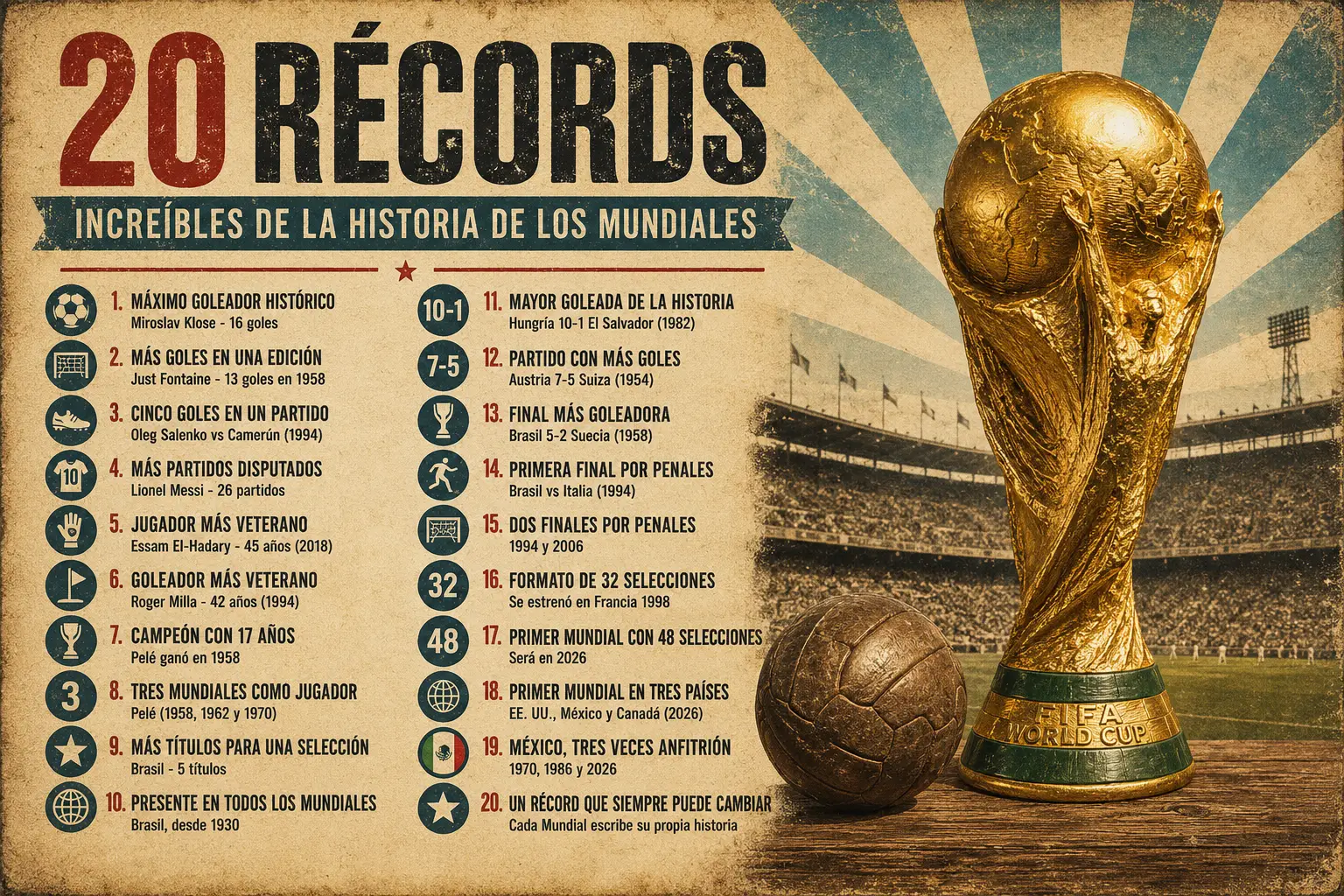20 récords increíbles de la historia de los Mundiales
