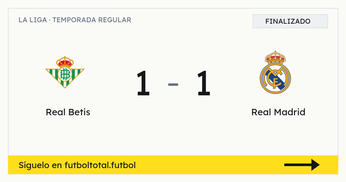 Resultado: Real Betis 1 - 1 Real Madrid - LaLiga EA SPORTS 24/04/2026